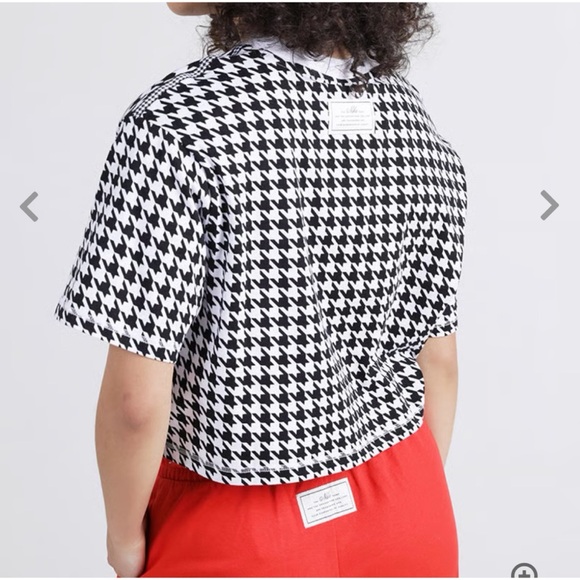 NIKE WOMEN ICON CLASH HOUNDSTOOTH SHORT SLEEVE CROP TOP LOGO TEE 2X *PRISTINE* - Picture 5 of 9